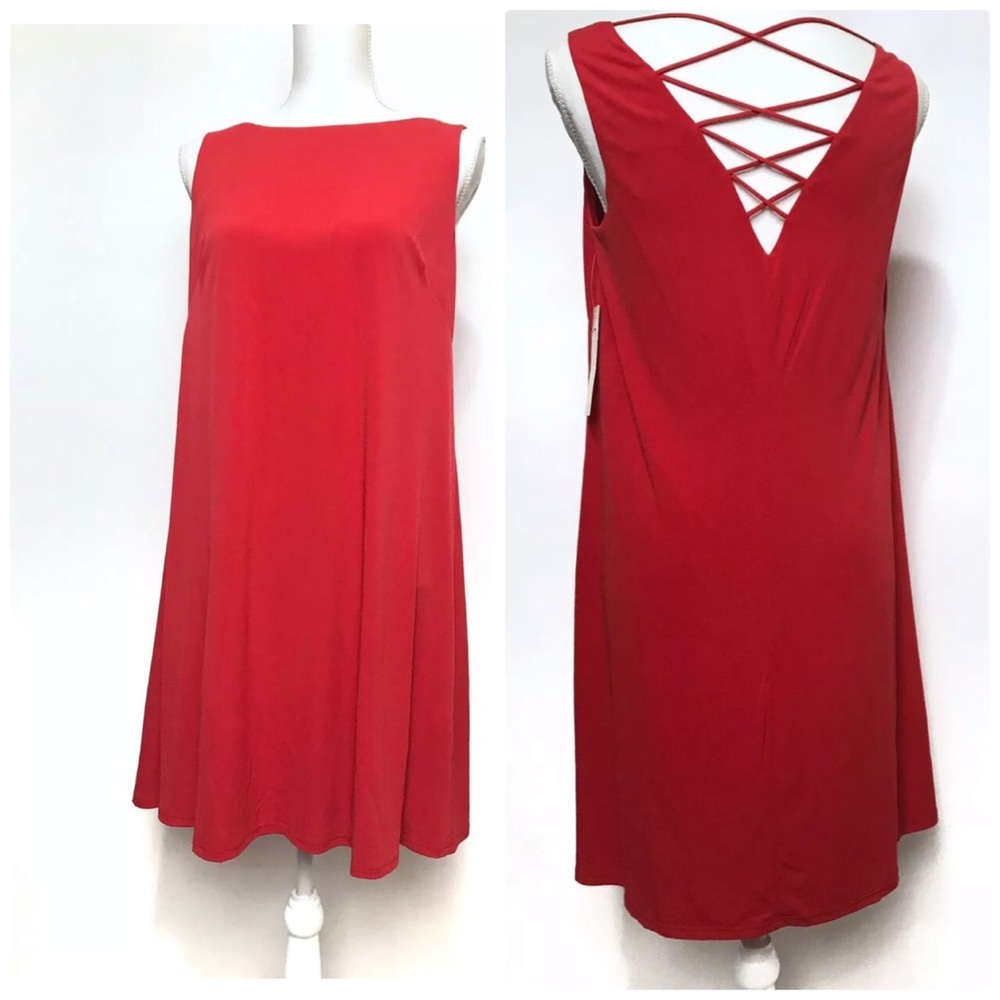Eliza J Deep Orange Criss Cross Back Dress sz 10